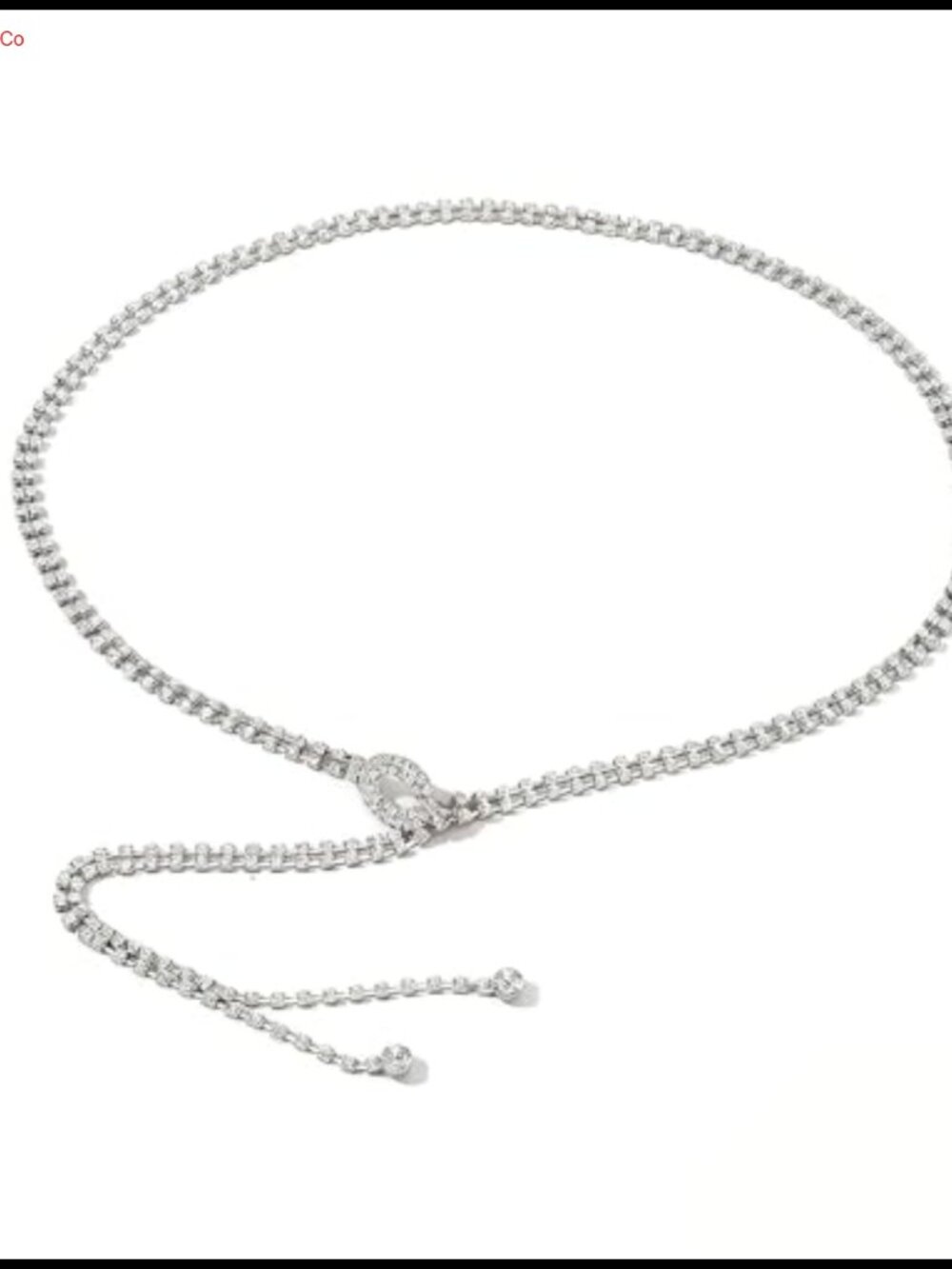 Rhinestone Chain Belt with Glass Crystals and Hook & Eye Clasp